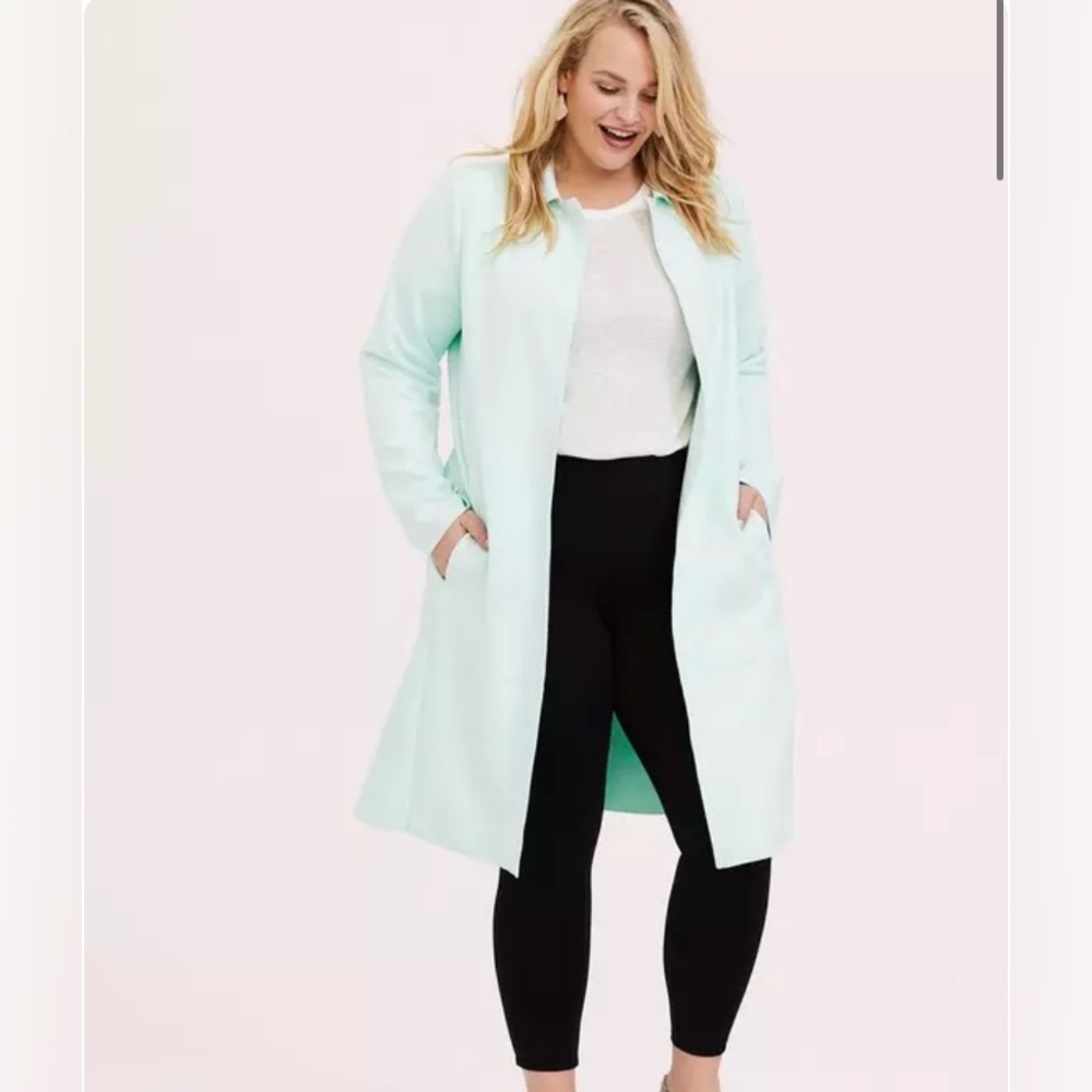 Torrid Suede Trench Coat Pastel Green